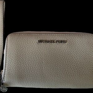 Michael Kors Metallic Taupe Wristlet Clutch